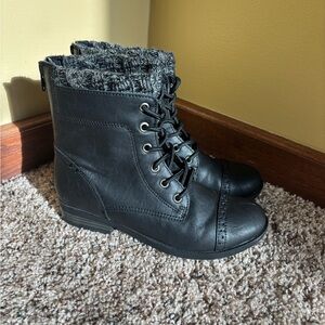 Black Lace-Up Ankle Boots
